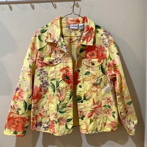 Chico’s printed denim jacket